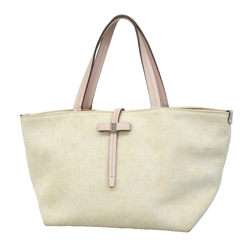 Salvatore Ferragamo Vara Canvas Handbag, Ivory, Women's, P3493316